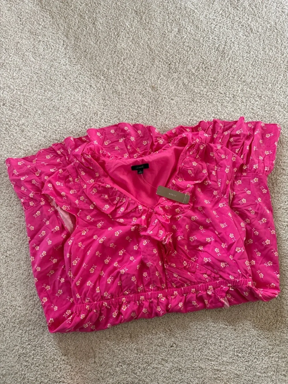 J. Crew Vibrant Hot Pink Floral Lined Dress - Picture 3 of 8